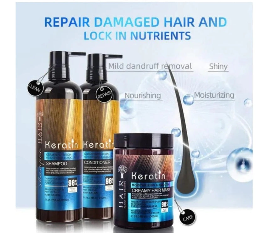 Keratin Moisturizing Shampoo & Conditioner Set - 900ml