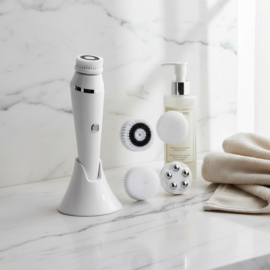 Cleansing brush flat lay