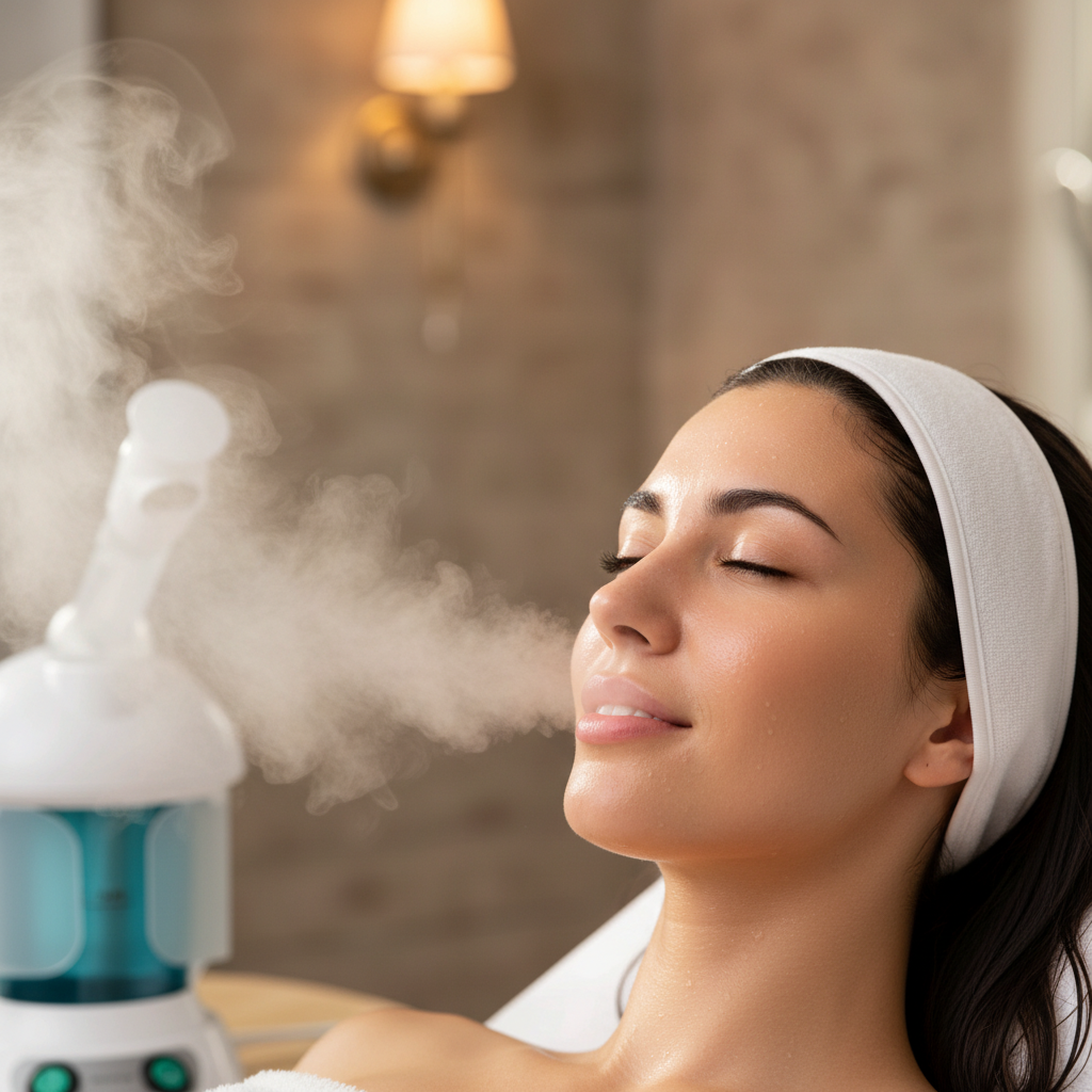 Face steamer close-up