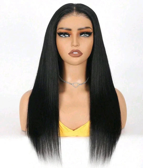 Elegant Black Straight Lace Front Wig (Human Blend)